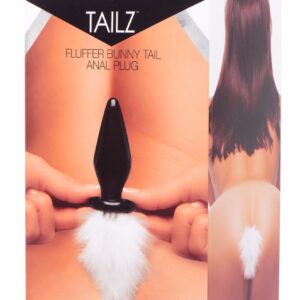 White Fluffer Bunny Tail Glass Anal Plug