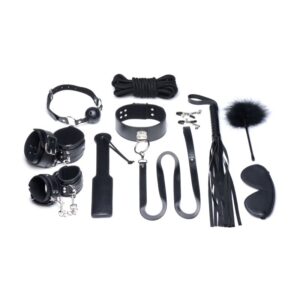 Deluxe 10 Pc Bondage Set Black