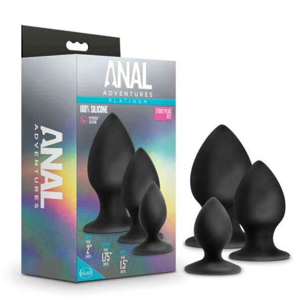 Anal Adventures Platinum Silicone Anal Stout Plug Kit