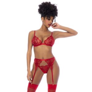 Red 3 Pc Set w/ Bralette