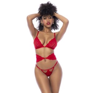 Red 3 Pc Set w/ Bra